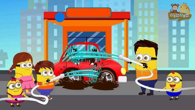 Minions Banana Baby School Bus Crashing on the Street Full Episodes! Finger Family Nursery