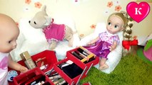 Vivo bebé maquillaje elayv muñeca componen jugando con las madres y las hijas de maquillaje de su madre