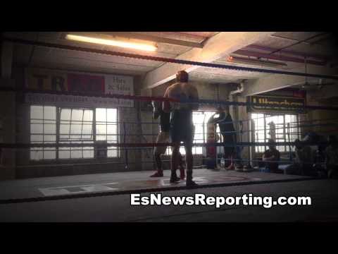 gold medal winner Anthony Joshua sparring isaac chamberlain of team wilder EsNews