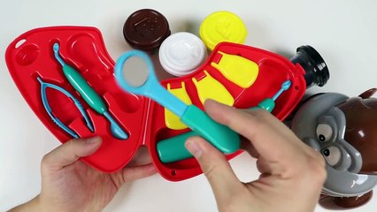 PLAY DOUGH Monkey Dentist Drill N Fill Playset Play Doh Like Pretend Doctor Toy!