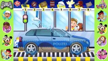 Voiture des voitures dessin animé chasse enfants pour enfants vidéos lavage Police |