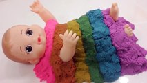 Kinetic Sand Cake Baby Doll Bath Time Learn Colors Play Ddsfoh Toy Surprise Eggs