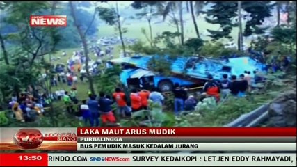Bus Pemudik Jalur Jakarta-Yogyakarta Masuk ke Jurang