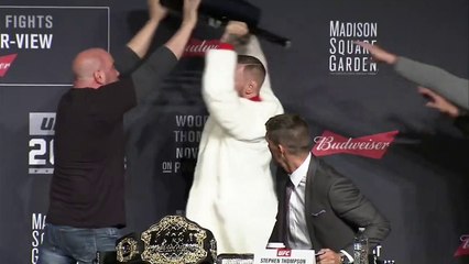 Conor McGregor Tries to throw Chair at Eddie Alvarez