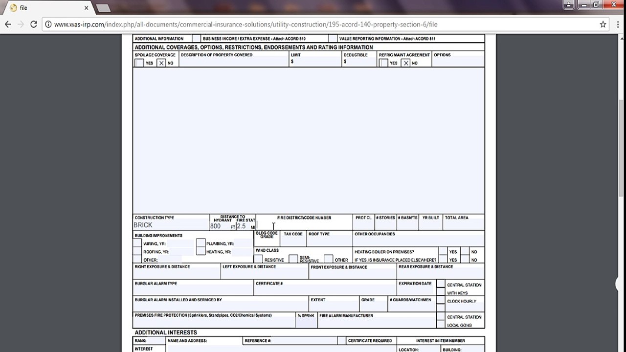 Property section accord form