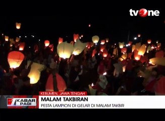 Malam Takbiran, Warga Kebumen Terbangkan Ribuan Lampion