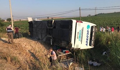 Susurluk'ta otobüs devrildi: Ölü ve yaralılar var