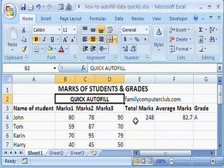 Quick Autofill in Microsoft Excel