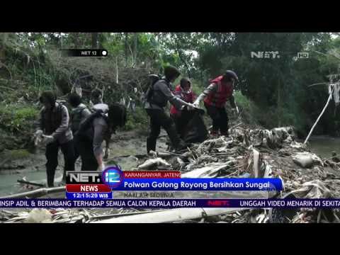 Peringati Hari Air Sedunia, Polwan di Karanganyar Bersihkan Sungai - NET12