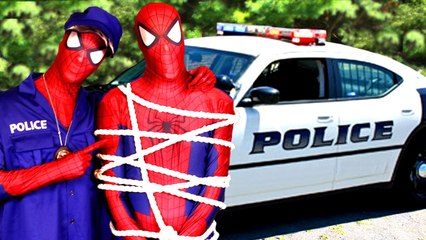 Spiderman ARRESTS Spiderman_! w_ Frozen Elsa Maleficent Joker Anna Spidergirl Superhero Fun _)