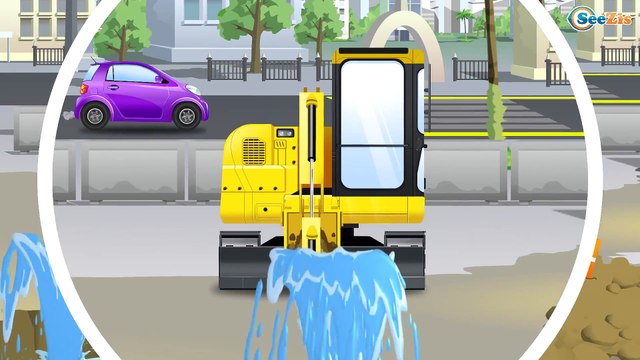 Мультфильмы для детей! Экскаватор Бетономешалка и Кран в Городке! Рабочие Машины Мультик!