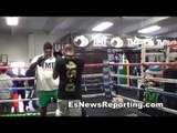 boxing star ashley theophane working mitts at Mayweather boxing gym EsNews Boxing