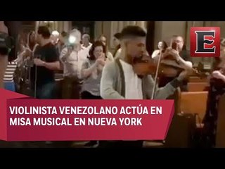 Violinista venezolano toca por la paz en iglesia de NY