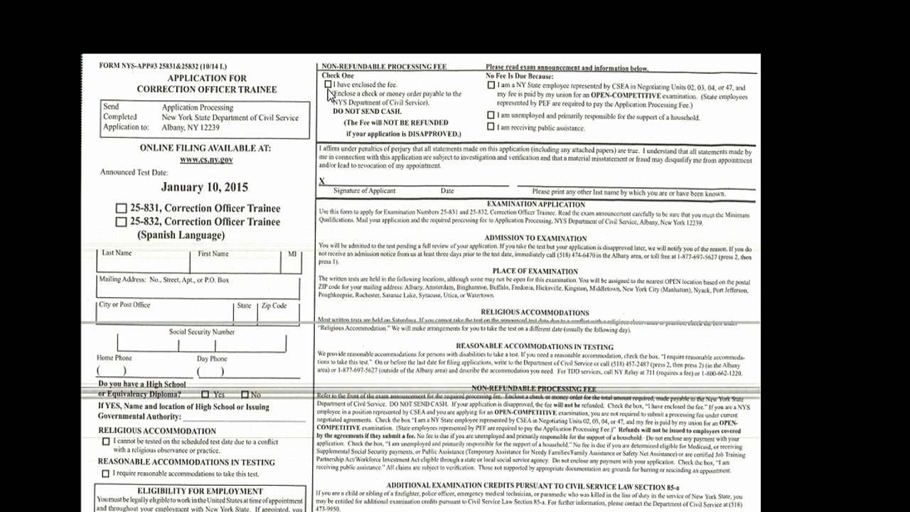 Correction officer traine form