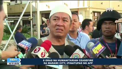 8 oras na humanitarian ceasefire sa Marawi City, ipinatupad ng AFP