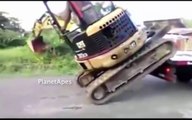 Excellent Talented Truck Drivers Skill Trucks Heavy Loading on Difficult Roads