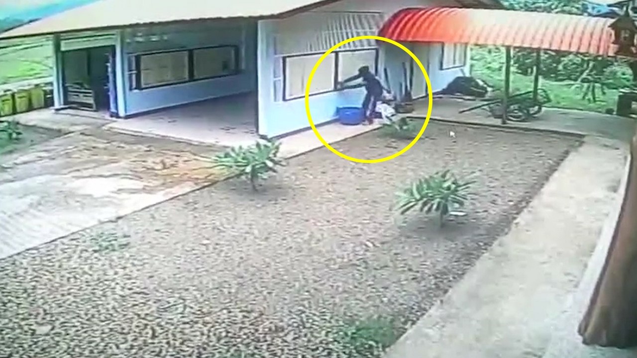 Un malfrat casse une fenêtre alors que le garage est ouvert