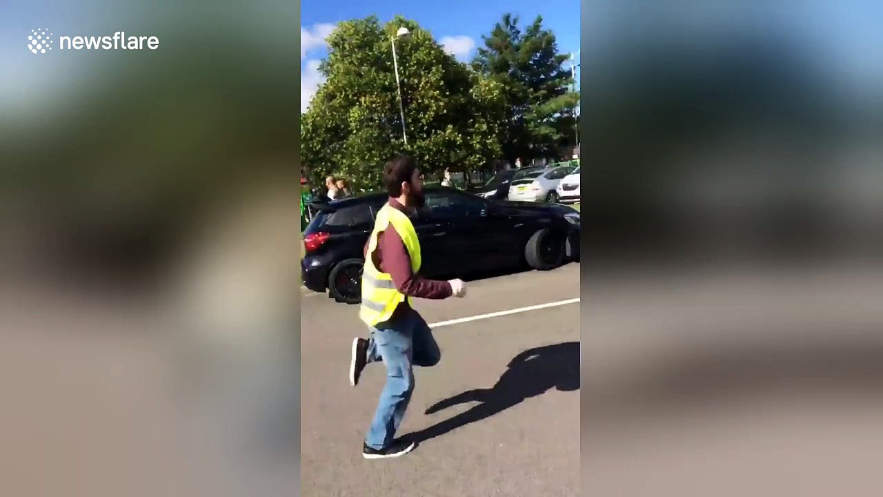 Paramedics run to assist victims after car ploughs into crowd in Newcastle