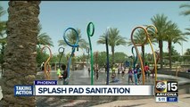 How do Valley splash pads stay sanitary?