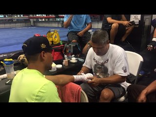 Robert Garcia and Mikey Garcia in camp
