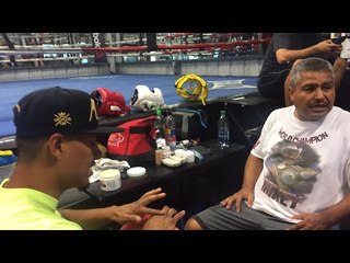 Robert Garcia and Mikey Garcia in camp