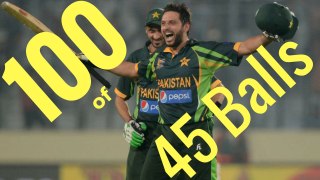 Shahid Afridi 100 On 45 Balls Against India Fastest Hundred | India vs Pakistan
