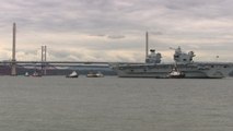 HMS Queen Elizabeth aircraft carrier leaves port for first time