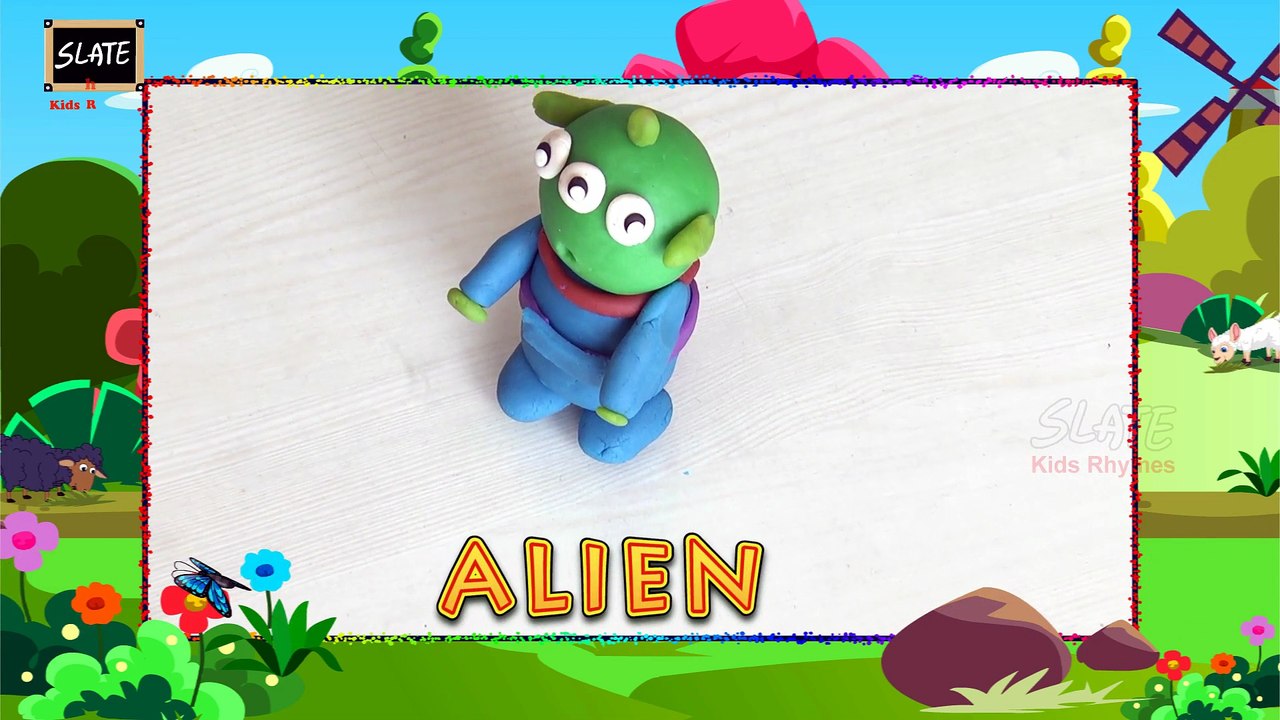 Colorful Play Dough Funny Green Monster Alien Making - DIY | Play Doh Alien | Slate Kids