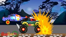 Scary Truck vs Police Car Cartoon - Monster Trucks For Kids - Street Vehicle Children