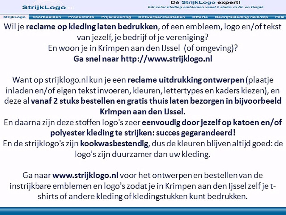 Reclame kleding bedrukken Krimpen aan den Ijssel