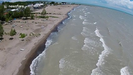 Stunning drone footage of Lake Erie on a windy day