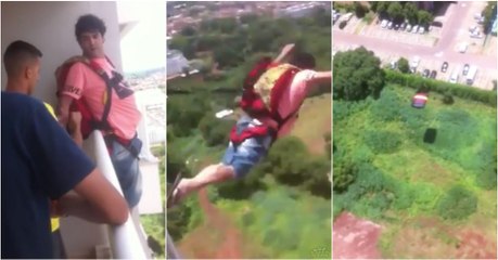 Brasileiro comprou paraquedas na Internet e saltou da varanda do apartamento