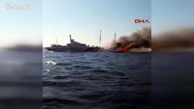 Gulet yat test seyrinde yanarak, battı