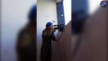 Female YPJ Sniper Laughs After ISIA Bullet Misses Her Head