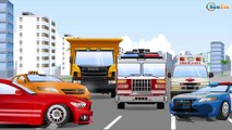 Ambulans, Yarış Arabası ve İtfaiye kamyonu - Kurtarma ekibi - Video çocuk için - Yeni çizgi filmleri