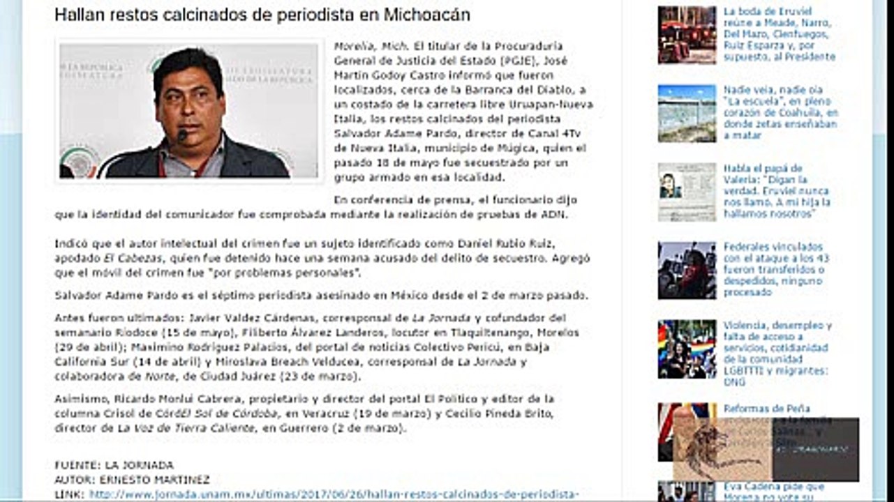 Hallazgo del cuerpo del periodista Salvador Adame