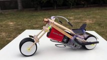 How to Make a Motorcycle Out of Popsicle Sticks and DC Motor - Awesome Toy Car -  Chopper Motorcycle-oI30