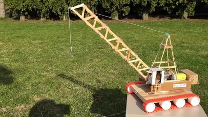 How to Make an Electric Crane with Remote Control out of Popsicle Sticks - incredible Toy-z