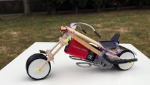 How to Make a Motorcycle Out of Popsicle Sticks and DC Motor - Awesome Toy Car -  Chopper Motorcycle-oI30qpd
