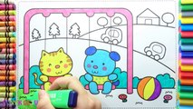 How to Drawing and color the Dog and Cat Colorful for Children - Coloring Pages Videos For Kids