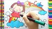 Learning How to Drawing Baby Girl, Cat, Dog and Rainbow Colorful for Kids - Coloring Pages Videos For Kids
