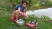 Beautiful Girl Cooking Cabbage Mix Pork and Egg Recipe Village style