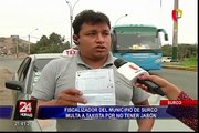 Fiscalizador de municipio de Surco multa a taxista por no tener jabón