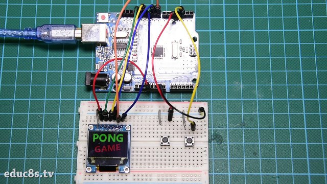 Arduino Game Project Pong Game using an Arduino Uno and Color OLED display (SSD1331). Easy tutorial