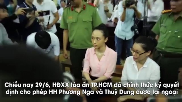 Hoa hậu Phương Nga tươi cười sau khi HĐXX ký quyết định tại ngoại