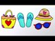 Drawing and Coloring Beach Set for Girls   Video How to Paint Pictures with Colored Markers 2017