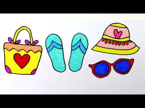 Drawing and Coloring Beach Set for Girls Video How to Paint Pictures with Colored Markers 2017