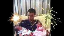 Cristiano Ronaldo with his twins boys in the hospita