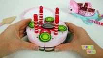 Toy velcro cutting birthday cakes strawberry cream cheesecake educational toys for kids