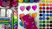 Coloration de journée coeur pour enfants à Apprendre à couleur et peindre avec aquarelle